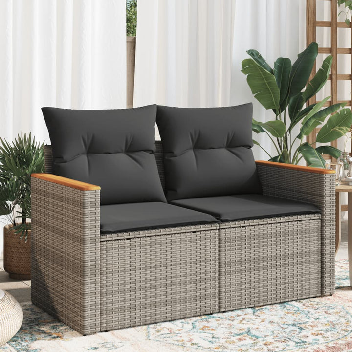 Gartensofa Mit Kissen 2-Sitzer Beige Poly Rattan