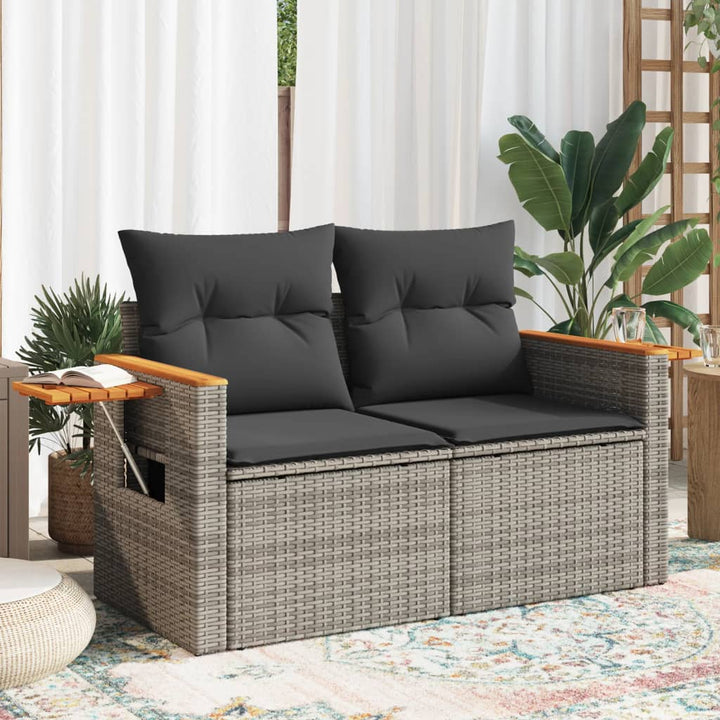 Gartensofa Mit Kissen 2-Sitzer Beige Poly Rattan