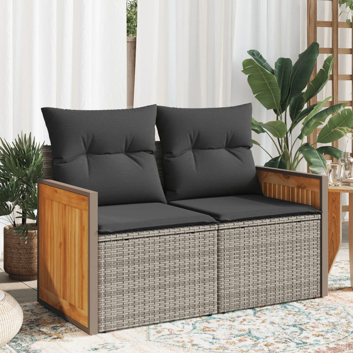 Gartensofa Mit Kissen 2-Sitzer Beige Poly Rattan