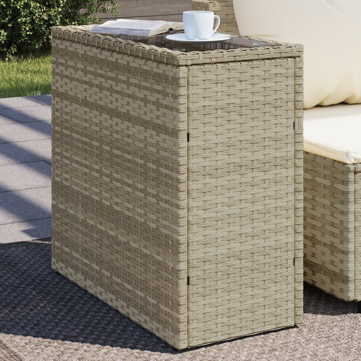 Garten-Beistelltisch Holzplatte 58X27,5X55 Cm Poly Rattan