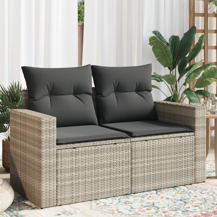 Gartensofa Mit Kissen 2-Sitzer Beige Poly Rattan