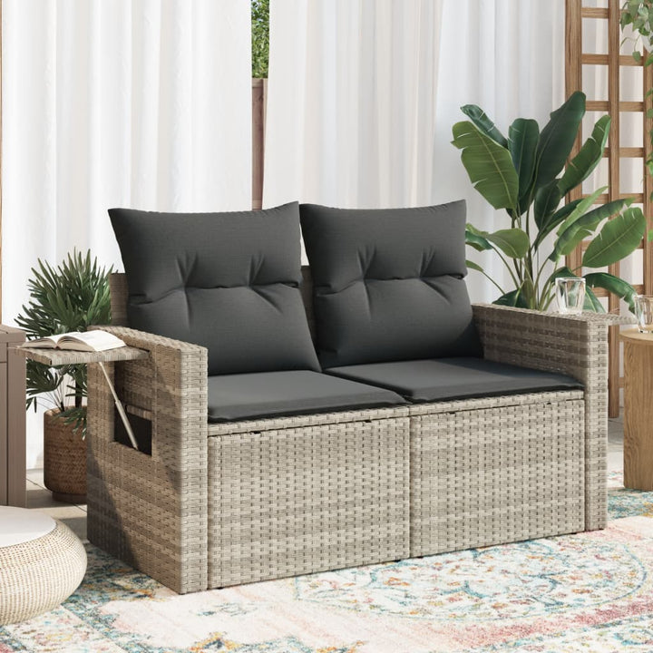 Gartensofa Mit Kissen 2-Sitzer Beige Poly Rattan