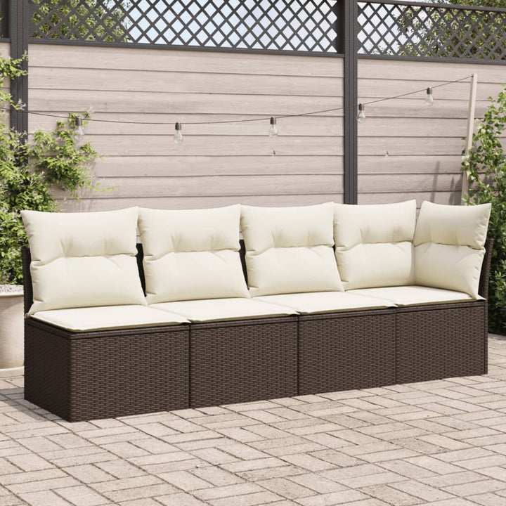 Gartensofa Mit Kissen Beige Poly Rattan