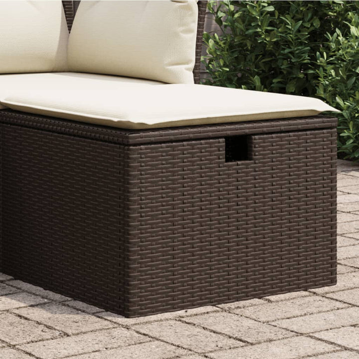 Gartenhocker Mit Kissen Beige 55X55X37 Cm Poly Rattan