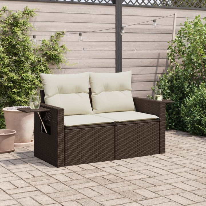 Gartensofa Mit Kissen 2-Sitzer Beige Poly Rattan