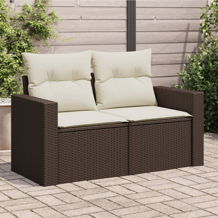 Gartensofa Mit Kissen 2-Sitzer Beige Poly Rattan