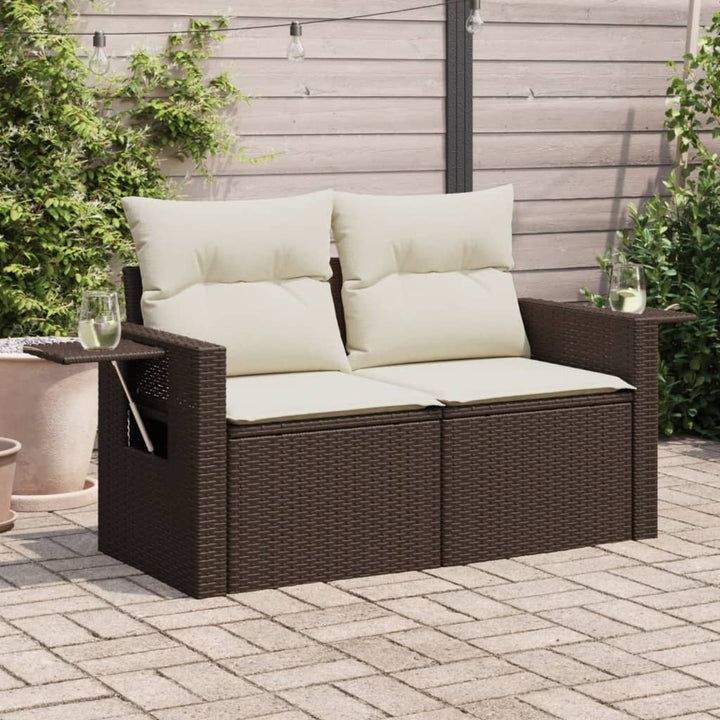 Gartensofa Mit Kissen 2-Sitzer Beige Poly Rattan