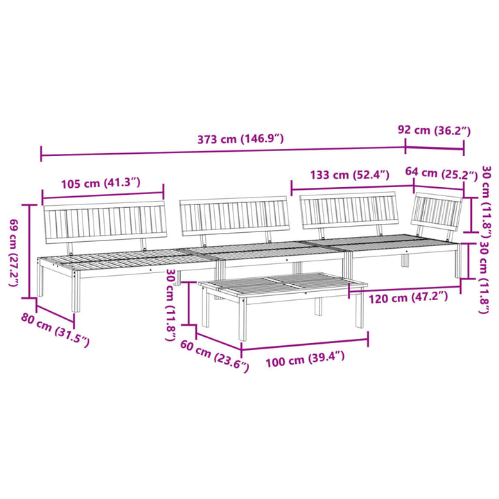 4-Tlg. Garten-Sofagarnitur Aus Paletten Massivholz Akazie Braun