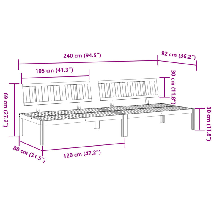 Garten-Mittelsofas Aus Paletten 2 Stk. Massivholz Akazie Schwarz