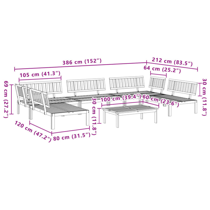 6-Tlg. Garten-Sofagarnitur Aus Paletten Massivholz Akazie Braun