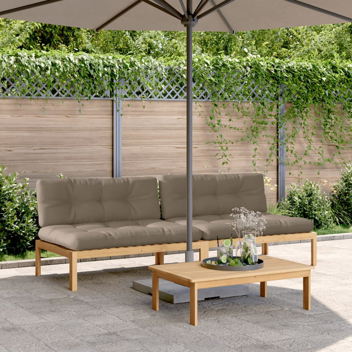 Garten-Mittelsofas Aus Paletten Mit Kissen 2 Stk. Akazienholz Taupe