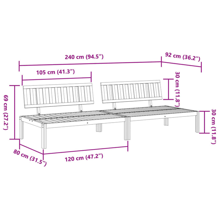 Garten-Mittelsofas Aus Paletten 2 Stk. Massivholz Akazie