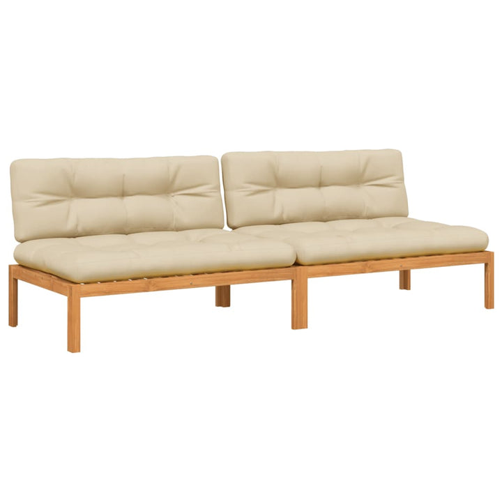 Garten-Mittelsofas Aus Paletten Mit Kissen 2 Stk. Akazienholz Beige