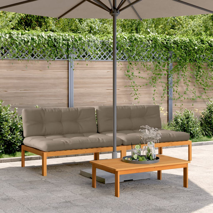 Garten-Mittelsofas Aus Paletten Mit Kissen 2 Stk. Akazienholz Taupe