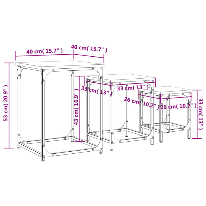 Satztische 3 Stk. Holzwerkstoff