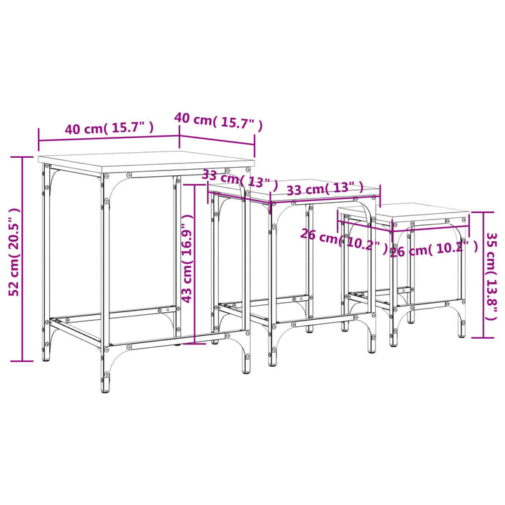 Satztische 3 Stk. Holzwerkstoff