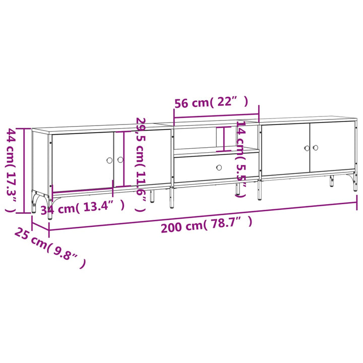 Tv-Schrank Mit Schublade Sonoma-Eiche 200X25X44Cm Holzwerkstoff