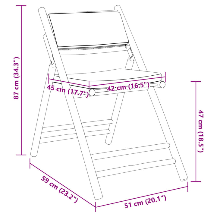 Bistrostühle 2 Stk. Klappbar Mit En Kissen Bambus