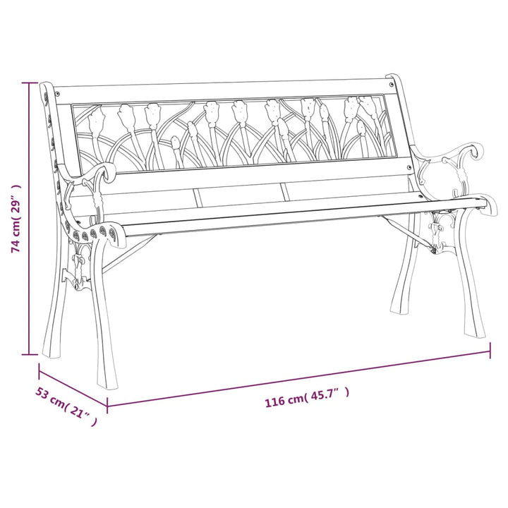 Gartenbank 116 Cm Massivholz Tanne Und Stahl