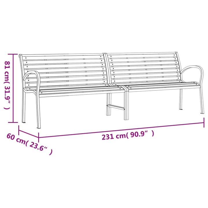 Doppel-Gartenbank Schwarz 231 Cm Stahl Und Wpc