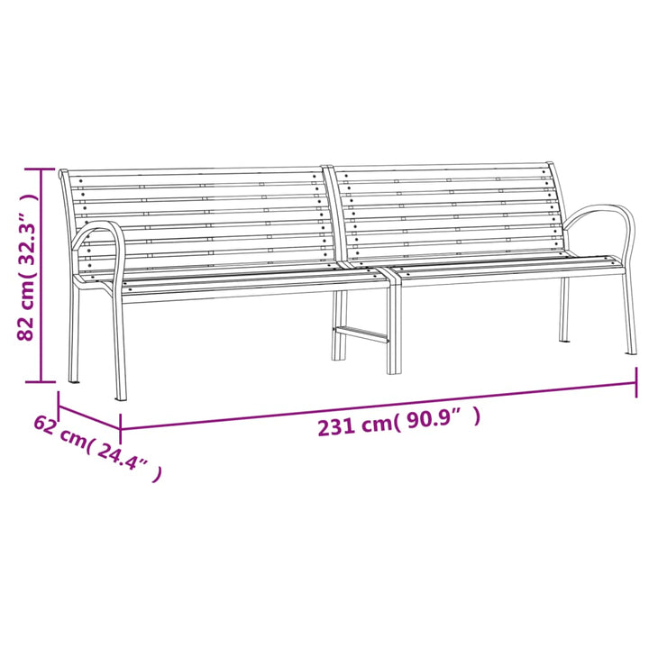 Gartenbank Braun 231 Cm Holz & Pulverbeschichteter Stahl