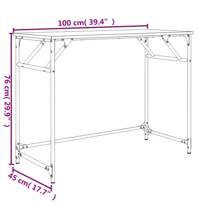 Schreibtisch 100X45X76 Cm Holzwerkstoff Und Stahl