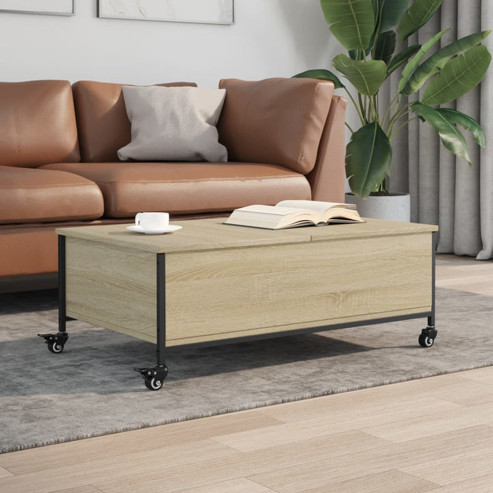 Couchtisch Mit Rollen 91X55X34 Cm Holzwerkstoff