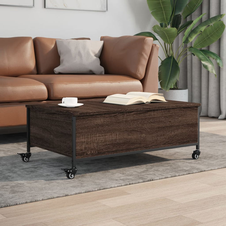 Couchtisch Mit Rollen 91X55X34 Cm Holzwerkstoff