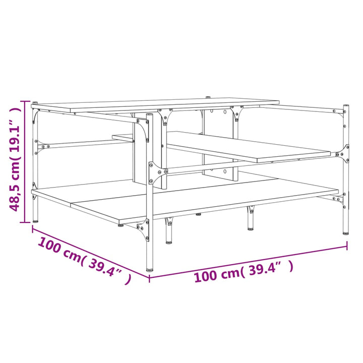 Couchtisch Braun Eichen-Optik 100X100X48,5 Cm Holzwerkstoff