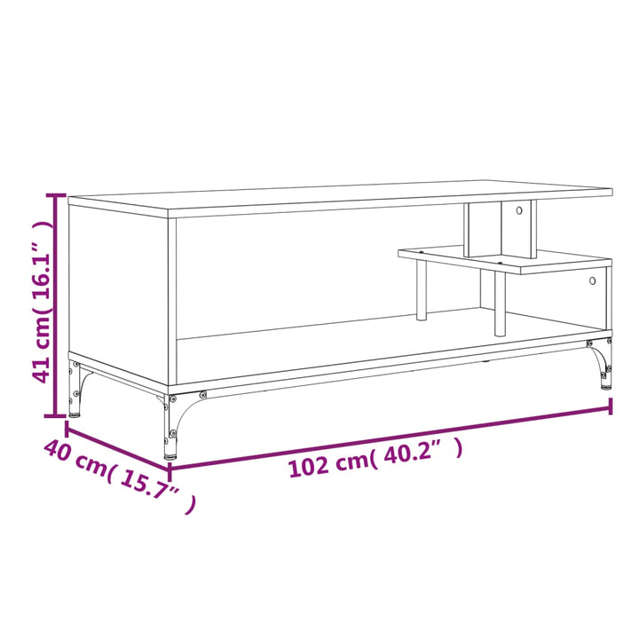 Tv-Schrank Sonoma-Eiche 102X40X41 Cm Holzwerkstoff Und Stahl