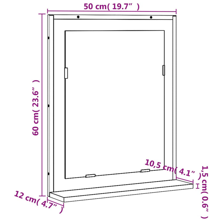 Badspiegel Mit Ablage 50X12X60 Cm Holzwerkstoff