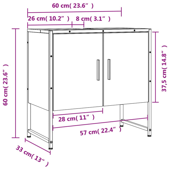 Waschbeckenunterschrank Sonoma-Eiche 60X33X Holzwerkstoff