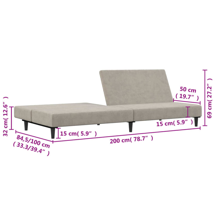 Schlafsofa 2-Sitzer Samt