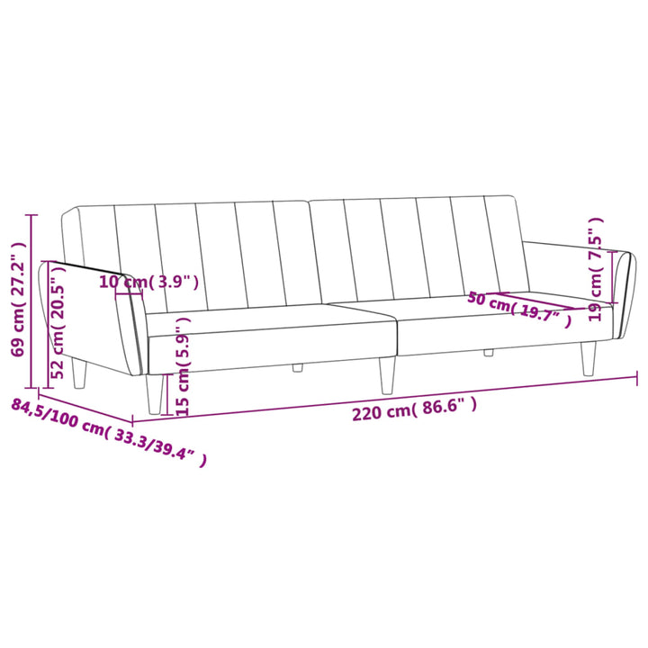 Schlafsofa 2-Sitzer Stoff