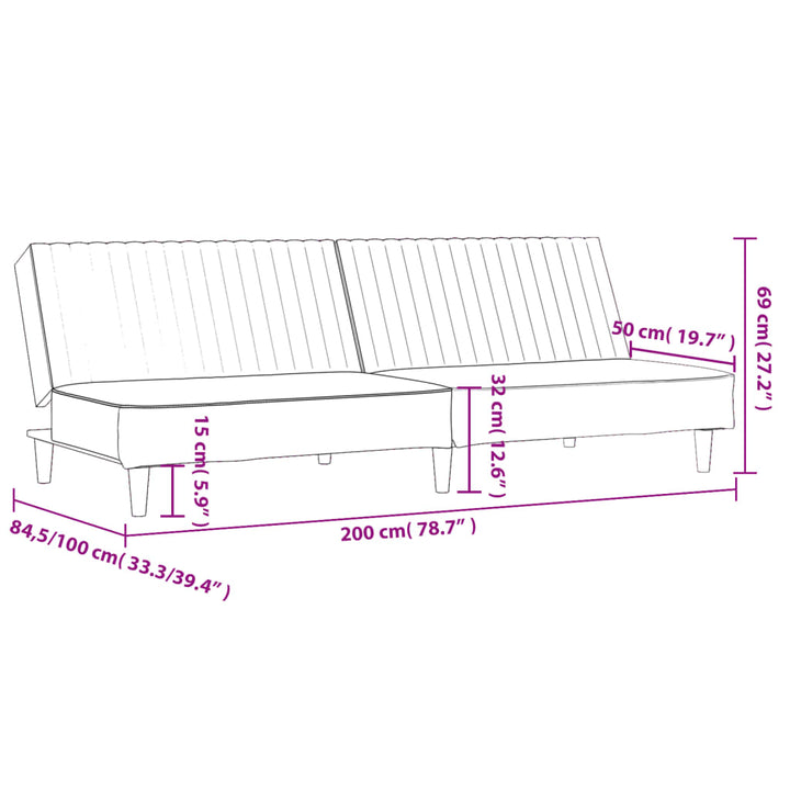 Schlafsofa 2-Sitzer Samt