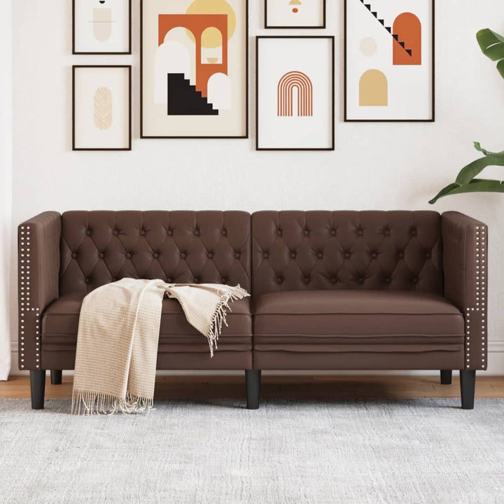 Chesterfield-Sofa Kunstleder In Wildleder-Optik