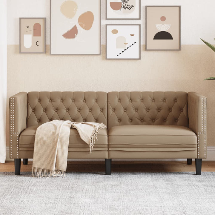 Chesterfield-Sofa Kunstleder In Wildleder-Optik