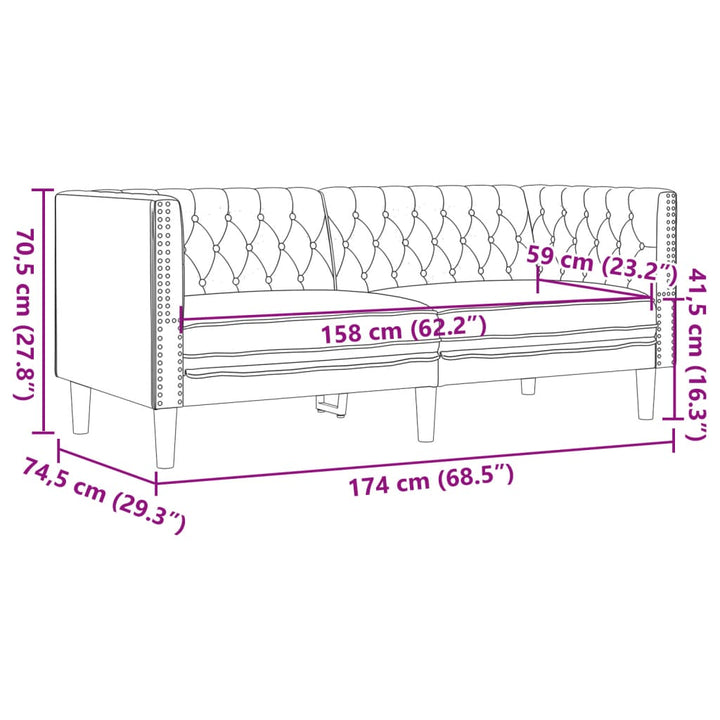 Chesterfield-Sofa Kunstleder In Wildleder-Optik