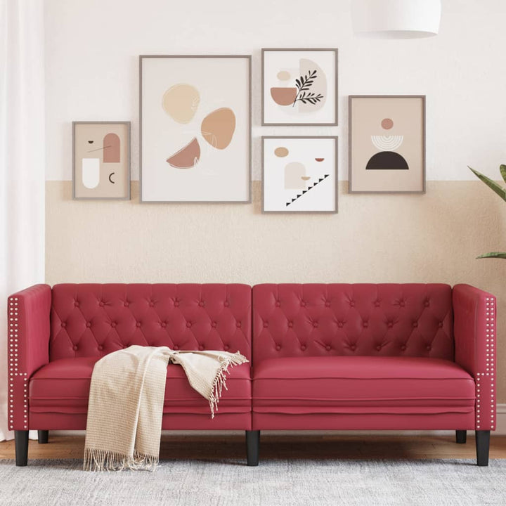 Chesterfield-Sofa Kunstleder In Wildleder-Optik