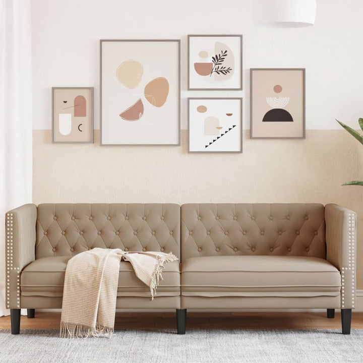 Chesterfield-Sofa Kunstleder In Wildleder-Optik