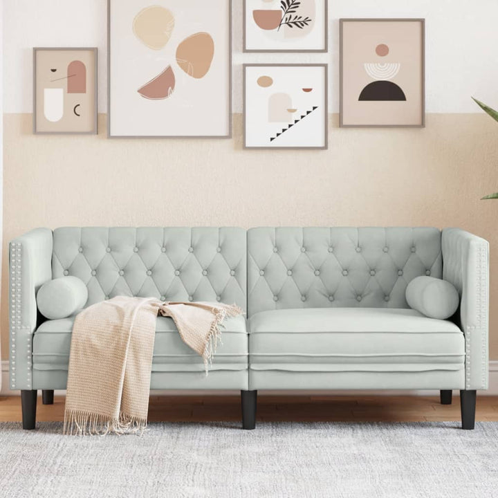 Chesterfield-Sofa Mit Nackenrollen Samt