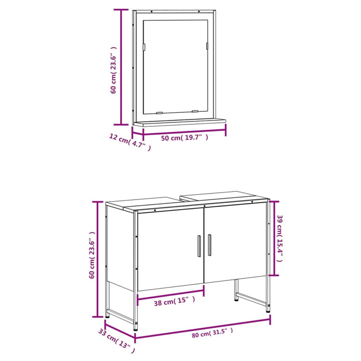 2-Tlg. Badmöbel-Set Holzwerkstoff