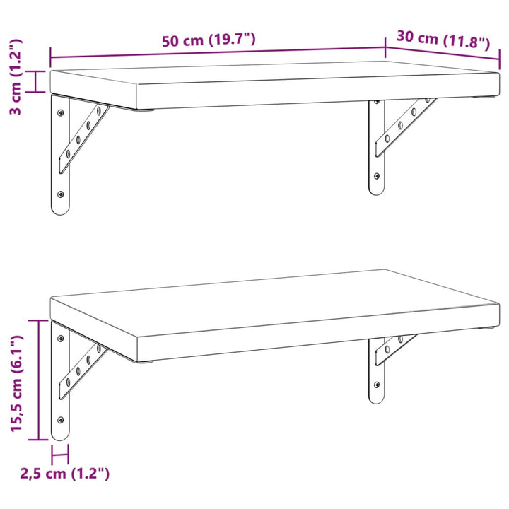 Wandregale 2 Stk. 50X30 Cm Silbern Edelstahl