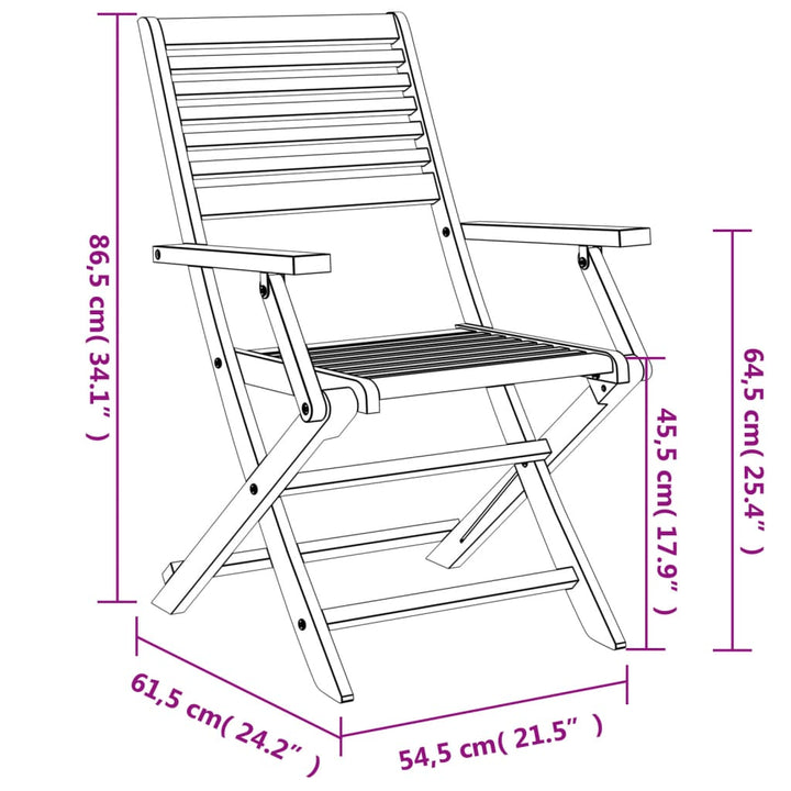 Gartenstühle 2 Stk. Klappbar 54,5X61,5X86,5Cm Massivholz Akazie