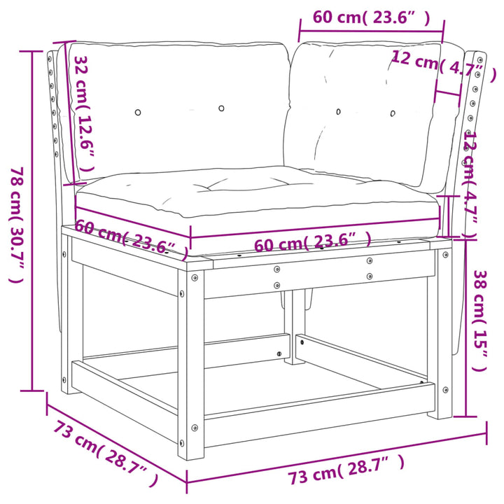 Garten-Ecksofa Massivholz Kiefer