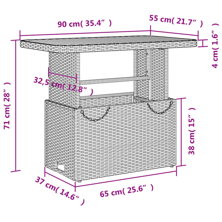 Gartentisch Poly Rattan Und Akazienholz