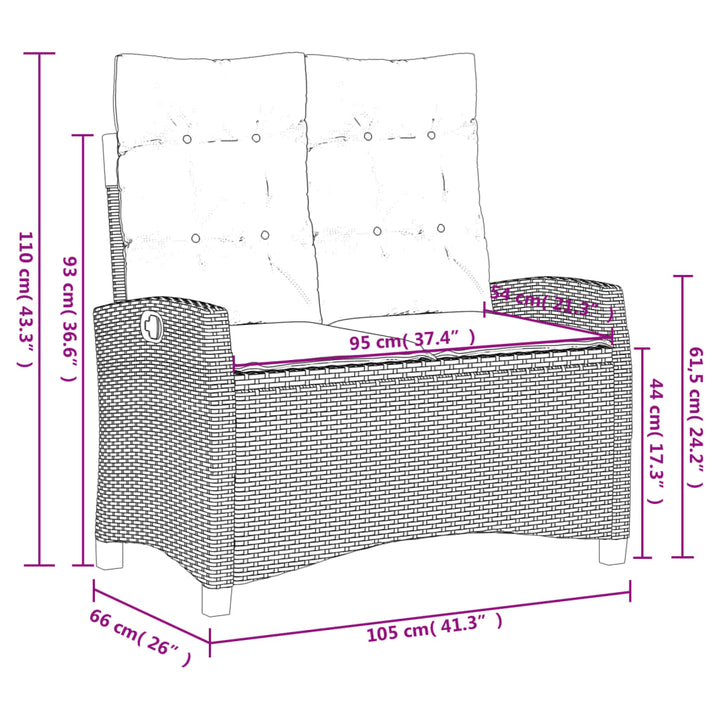 Gartenbank Verstellbar Mit Kissen Poly Rattan