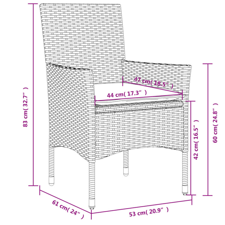 Gartenstühle Mit Kissen 2 Stk. Poly Rattan