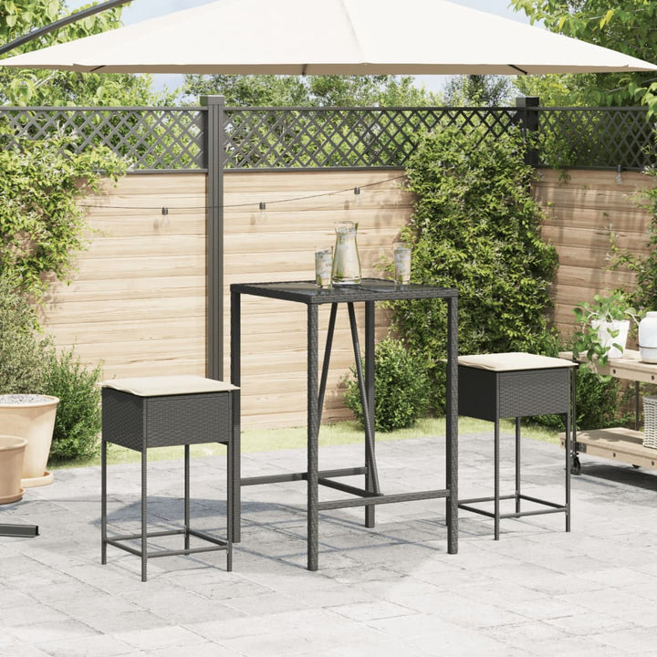 Garten-Barhocker Mit Kissen 2 Stk. Poly Rattan