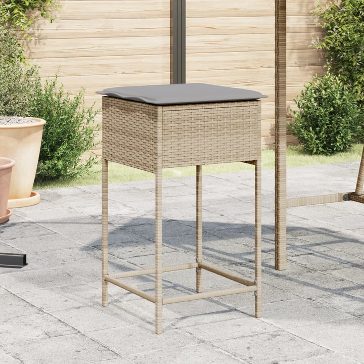 Garten-Barhocker Mit Kissen 2 Stk. Poly Rattan